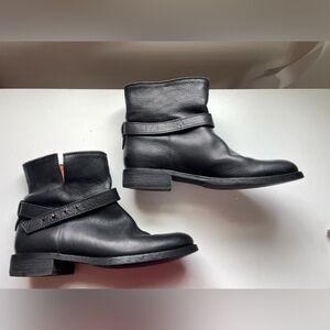 Madewell The Biker Boot sz 8 moto ankle bootie black leather low stacked heel